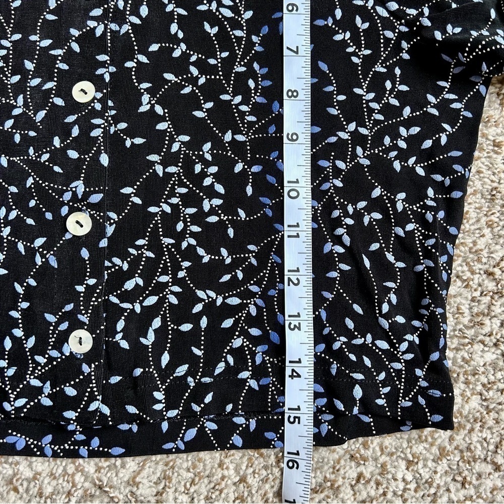 🦋 Vintage Ronni Nicole Black Blue Short Sleeve Button Down T-Shirt Cardigan 4P - Picture 5 of 5